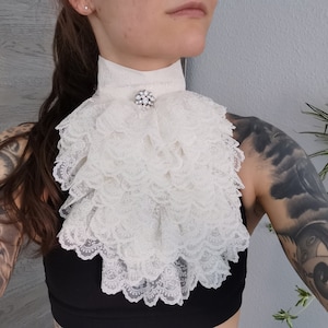 Jabot In Pizzo Bianco Per Costumi - Collare Elegante Per Donne, Cosplay E Feste In Maschera - Foto 8