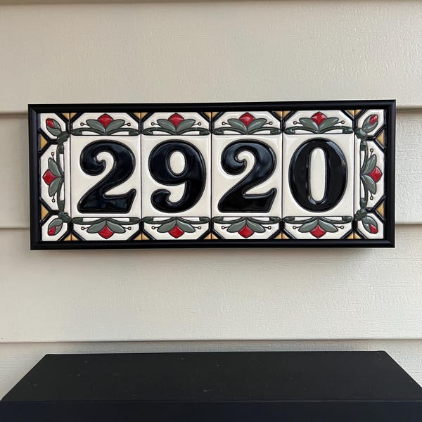 House Numbers Address Tiles Framed Set Custom Address Tiles Sign Hand ...