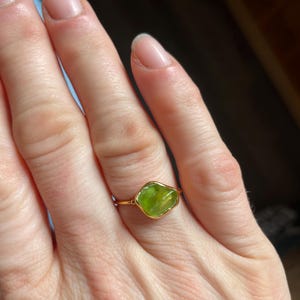 Customer photo from Alisha, Raw Peridot Ring in Yellow Gold