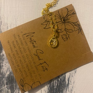 Small Gold Flower Mustard Seed Teardrop Necklace, Mustard Seed Faith ...