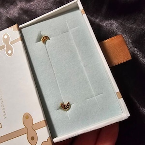 Customer photo, Croissant Stud Earrings