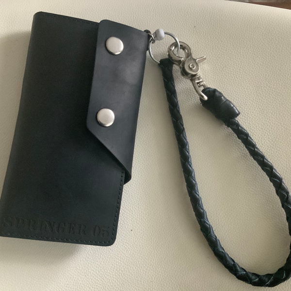 Men's Personalized Leather Long Biker Wallet With Chain, Chain Wallet ...