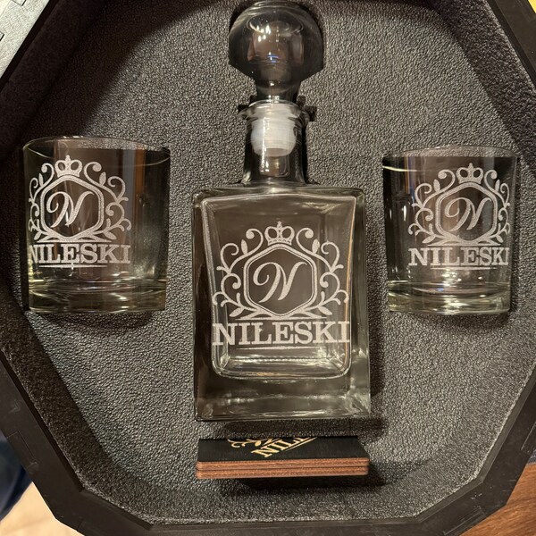 Decanter Set Personalized, Whiskey Glasses, Personalized Glasses, Whiskey Decanter Set, Whiskey ...