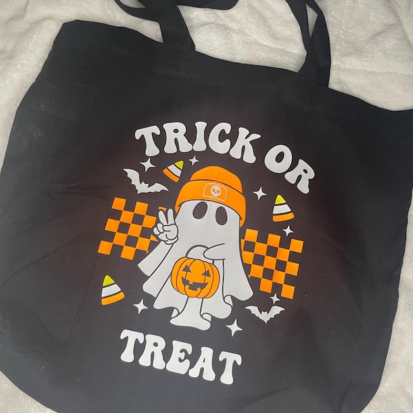 Trick or Treat Bag SVG, Kids Halloween Svg, Retro Ghost Png, Bag of ...