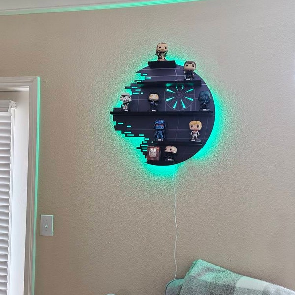 Death Star Display Shelf, LED Lighted Sign, Death Star Wars Wall Decor ...