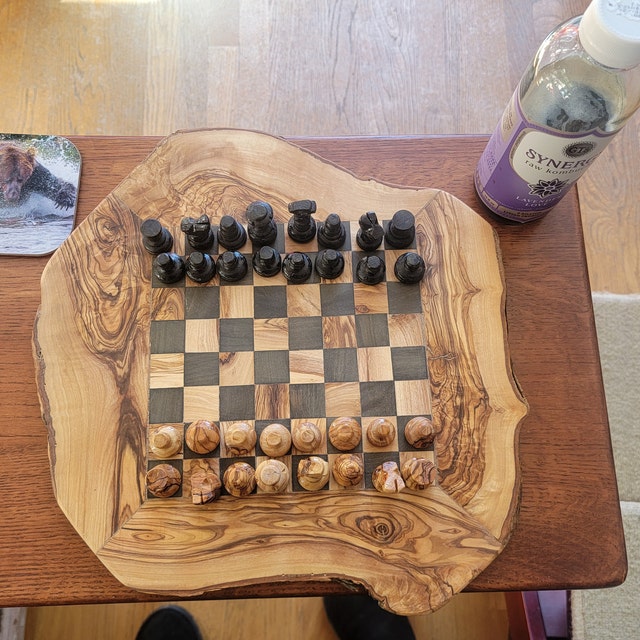 Custom Natural edge Olive Wood Chess Board by TunisiaBazaar on DeviantArt