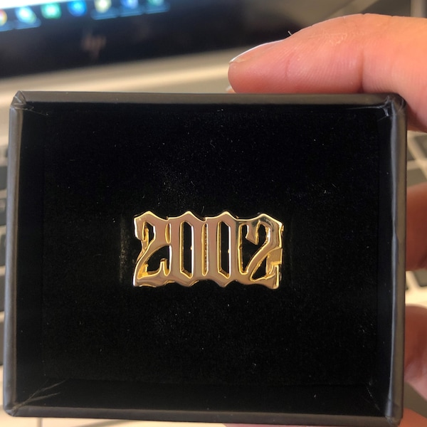 Year Ring - Gold Signet Ring - Birthday Date Ring - Personalized Number ...