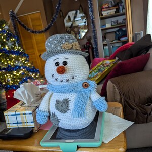 雪だるまのあみぐるみパターン、クリスマスかぎ針編みPDF、帽子を