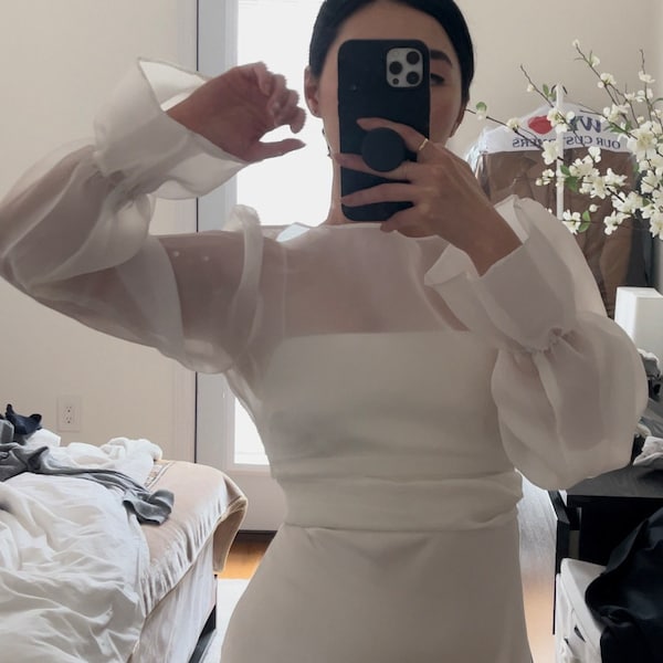 A See-thru Mini Length Organza Top