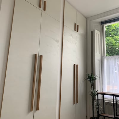 Bois 2 Poignées De Meuble En Bois, Le Peint Chêne Massif