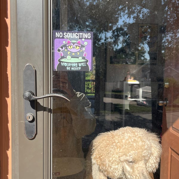 No Soliciting Sign Window Cling Goth violators Will Be Sacrificed ...
