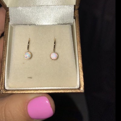 White Opal Earrings, 14K Gold Earrings, Gold Opal Earrings, Opal ...