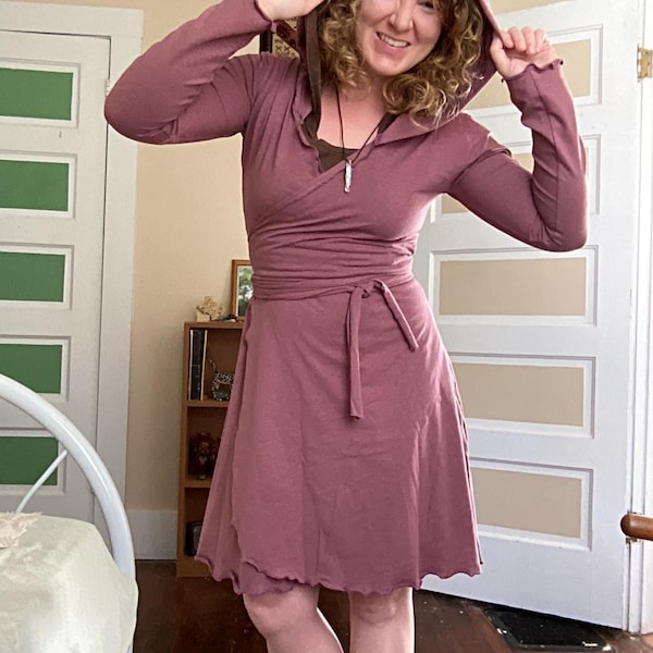Hemp Organic Cotton Hooded Cap Sleeve Tunic Dress - Heretic Wine
