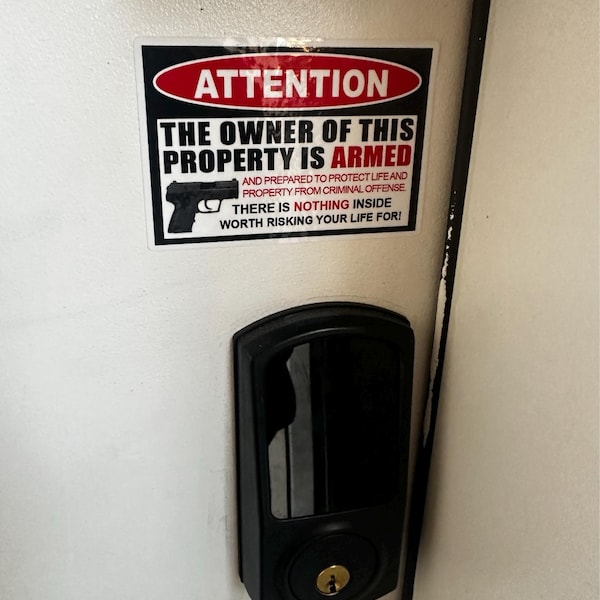 Owner Armed Warning Sticker 2nd Amendment 2A Gun Firearm Pistol Handgun ...