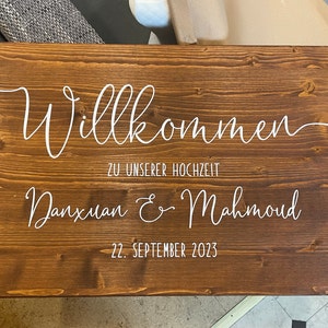 EMOHAT Holzschild 'Welcome – Come Back With A Warrant' – 15x30 Cm – Lustiges Türschild Für Haus & Garten