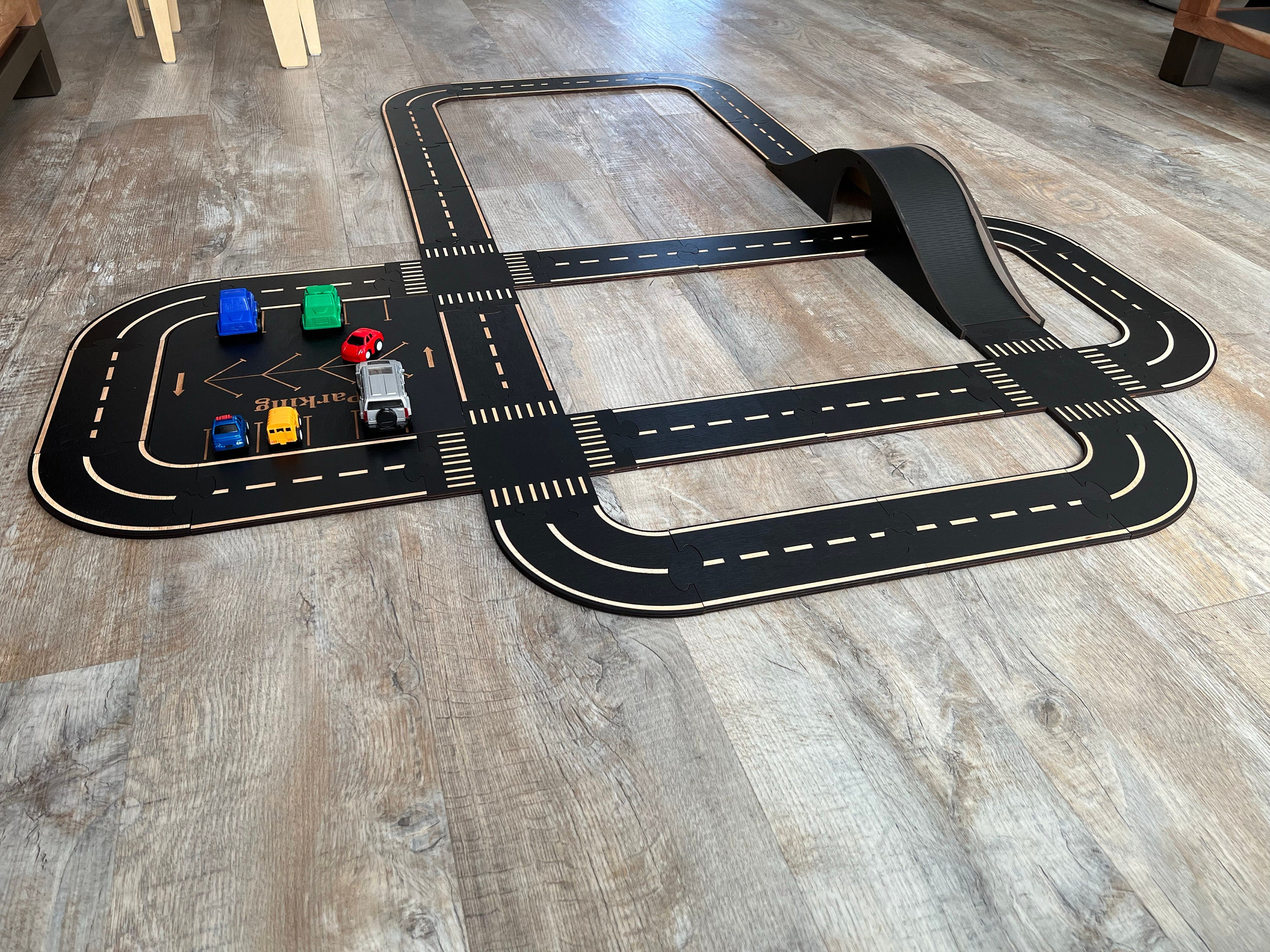 Wooden car track Road Track Toddler Gift for Kids baby boy gift