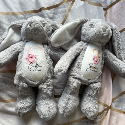 Personalised Bunny Rabbit, New Baby Gift, Personalised Plush Soft Toy ...