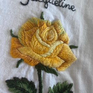 Mother's Day Rose Hand Embroidered T-shirt, Unusual Floral Embroidery Shirt,  Birth Month, Personalized Gift, Self Gifts, Mom Gifts Under 50 