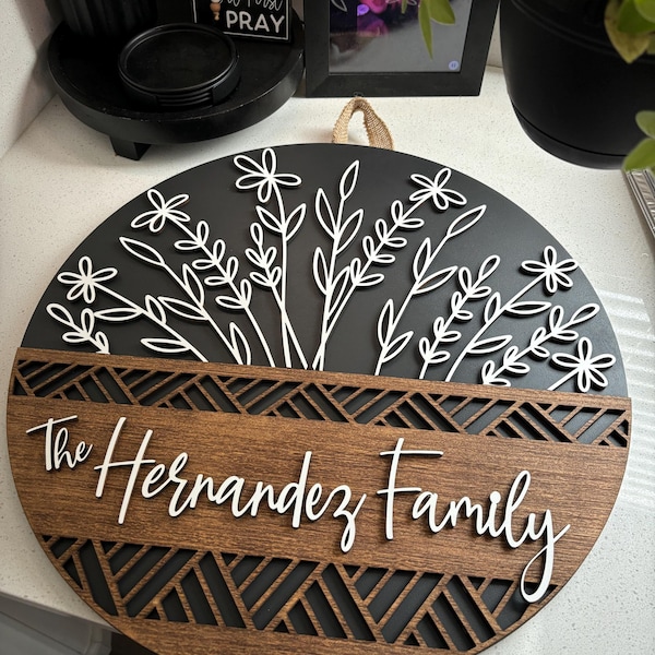 Wooden Door Sign, Family Name Sign, Engagement Gift, Housewarming Gift ...