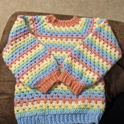 Baby / Childs Crochet Jumper Pattern No Sew Granny Stripe - Etsy