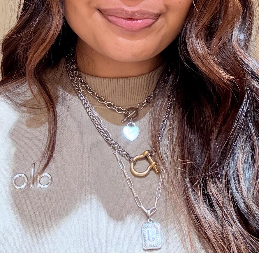 Horseshoe Shackle Stainless Steel Necklace - Chunky Choker Necklace - Bold Necklace - Punk Jewelry - Statement Piece - Carabiner Necklace