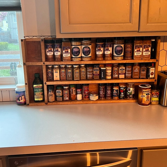 Very Large Rustic Spice Rack Holds 68 Spices and Oils Green Coyote