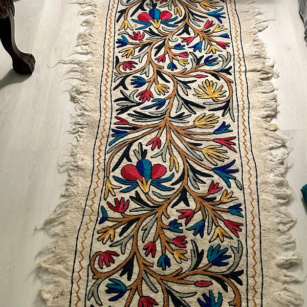 Indian Runner Rug - Yoga Rug - Long Felt Rug Mat | Kashmiri