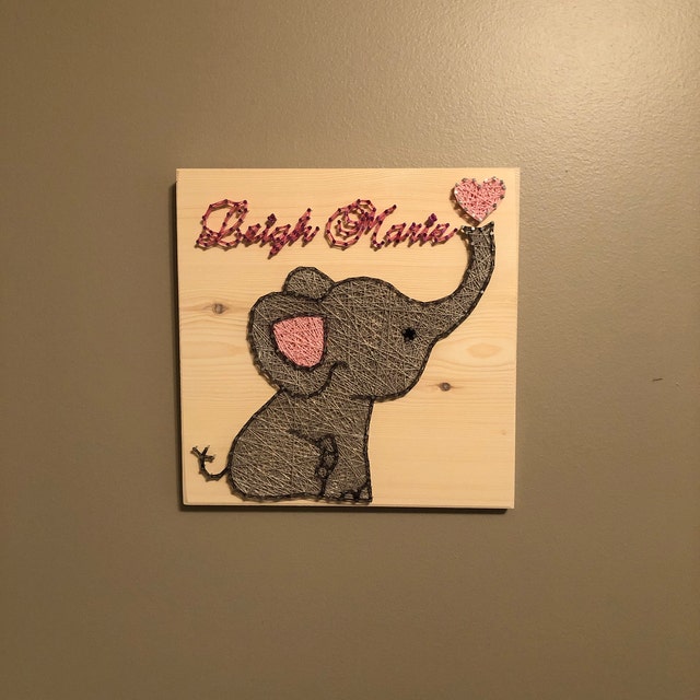 Made To Order Baby Elephant NO NAME String Art Sign, Nursery decor