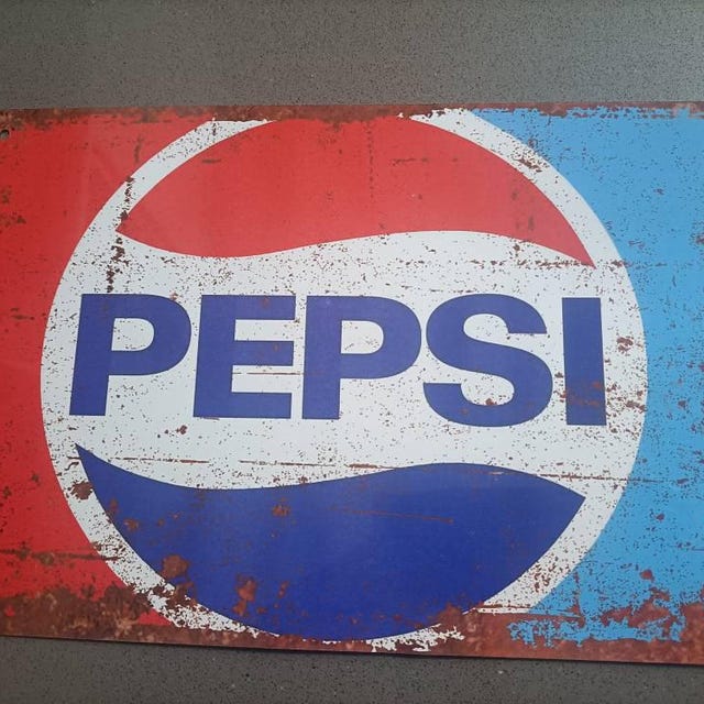 Metal Vintage Style Wall Sign - Pepsi Cola Advertising Sign, Rusty