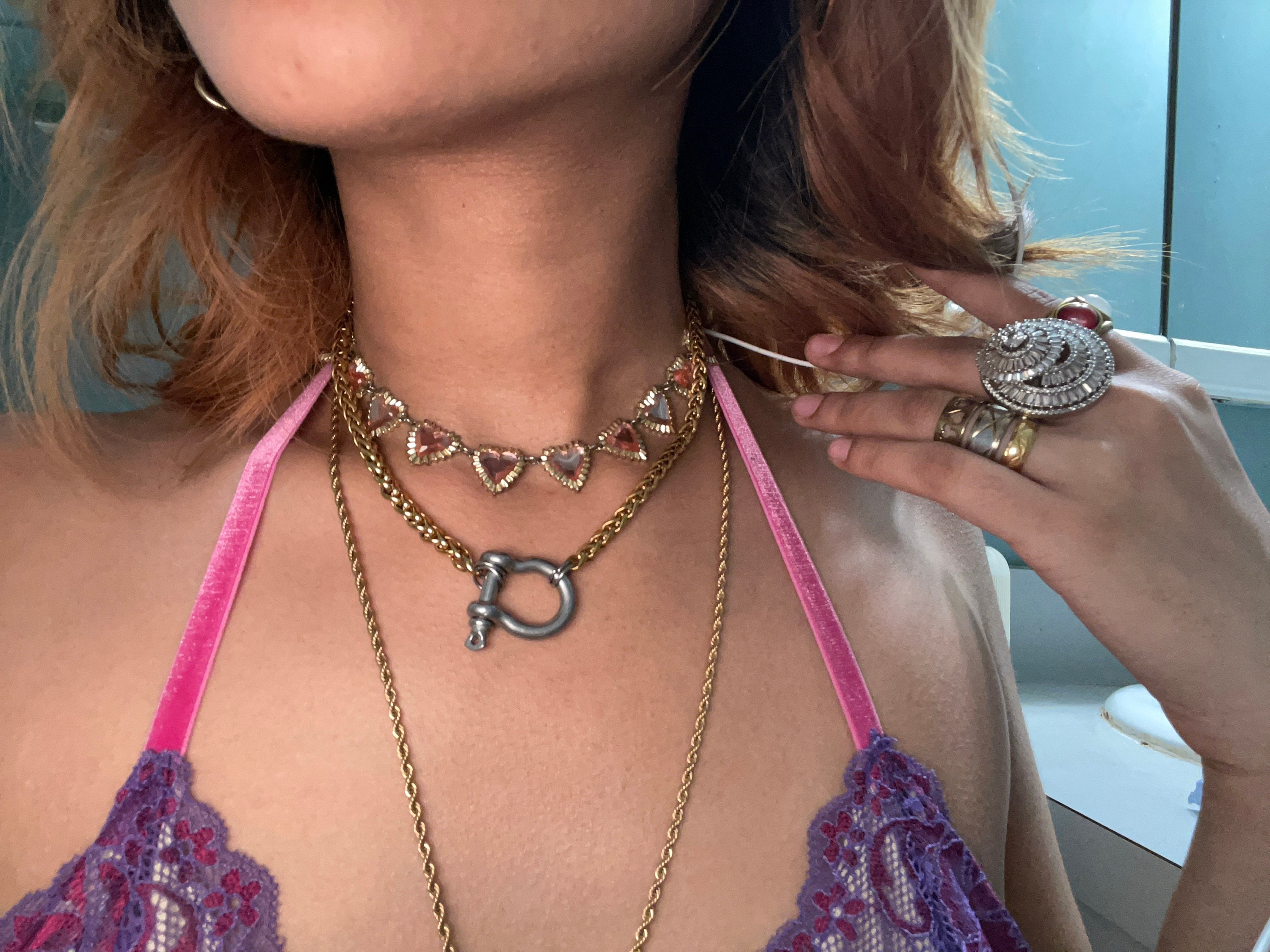 Horseshoe Shackle Stainless Steel Necklace - Chunky Choker Necklace - Bold Necklace - Punk Jewelry - Statement Piece - Carabiner Necklace