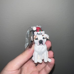 Custom Dog Ornament with Santa Hat or Bow