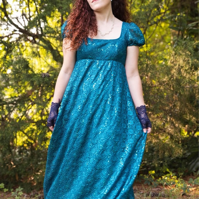 teal empire waist dress Long Sleeve Smocked Empire Waist Dress