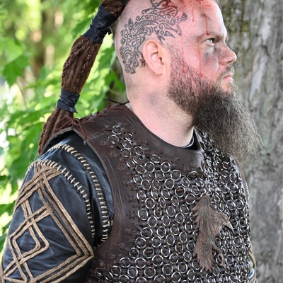 Warrior Hair Band Ragnar Loðbrók Vikings Medieval Black Leather ...