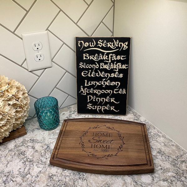 Hobbit Daily Meals Menu Second Breakfast Rustic Distressed Engraved ...
