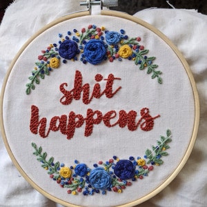 Shit Happens | PDF Embroidery Pattern With Instructions | Funny Cursing ...