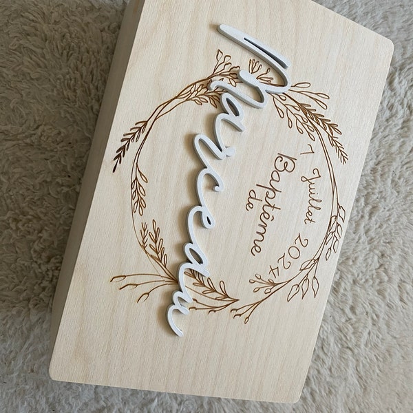 Bo te Souvenir En Bois Avec Nom 3D Cadeau De Naissance Personnalis gravure-naissance-personnalis-en-bois-d-coration-de-naissance