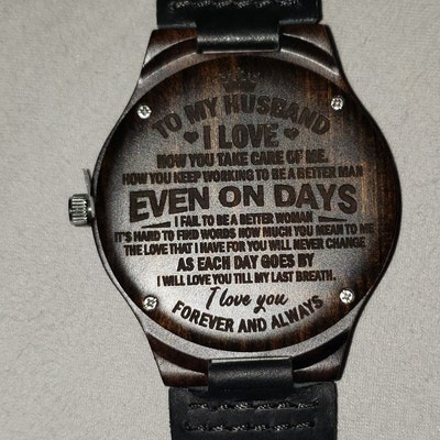 To My Husband I Love How You Take Care of Me Engraved Wooden Watch for ...