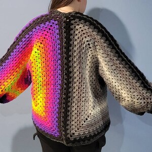 Crochet Rainbow Hexagon Oversized Cardigan Pattern Handmade - Etsy