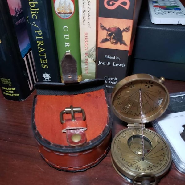Handmade Antique Style Thread Brass Compass Nautical With Leather Case ...