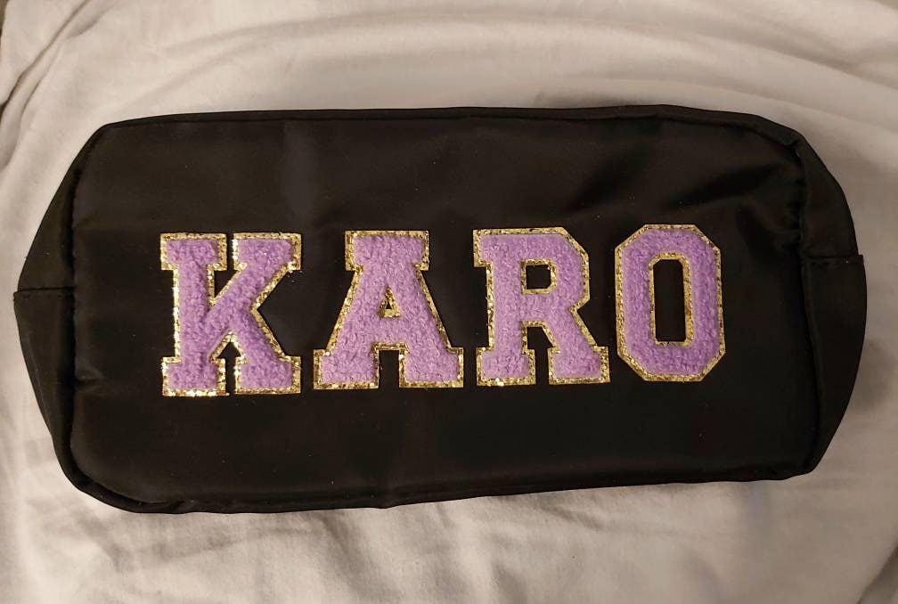 Cosmetic Bag - Makeup bag- Travel Bag- Bag with Patch- Customized Bag- Bridesmaid Gift- graduation gift- college bag- game day