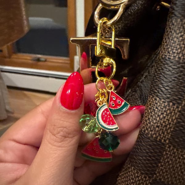 Fruit Bag Charm, Apple Strawberry or Watermelon Keychain Purse ...