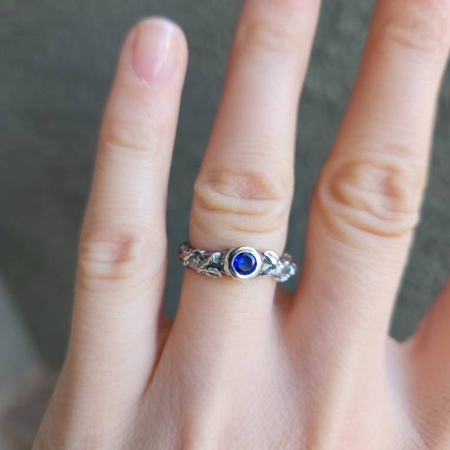 Fantasy Blue Sapphire Engagement Ring With Silver Nature