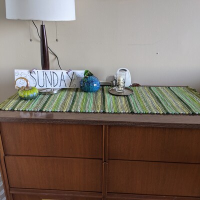 Handwoven Machine Washable Rag Rug Placemats in Warm Rust, Grey, and ...