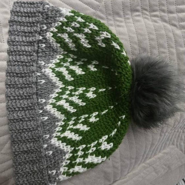 A customer's finished Pine Fair Isle Hat Crochet Pattern