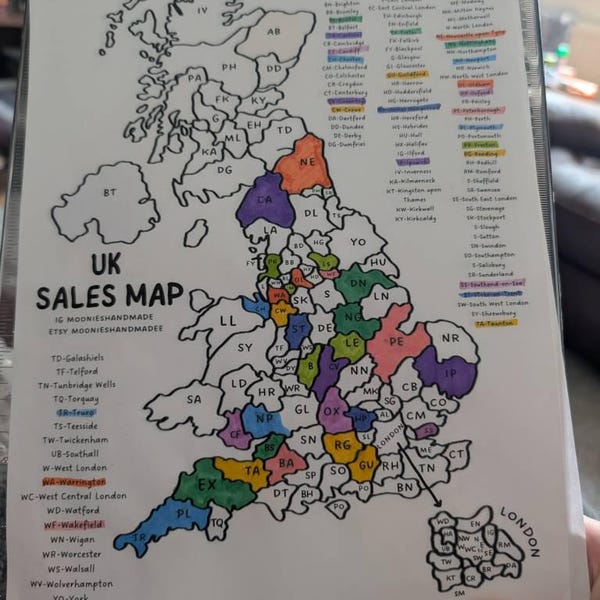 UK Sales Map, Postcode Map, Small Business Tracker, Postcode Poster ...