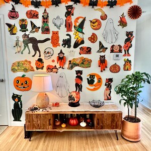 Vintage Halloween Cut Outs, Retro Decorations, Wall Art, Pumpkin