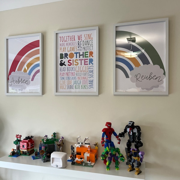 Set of 3 Playroom Prints, Brother Sister Bedroom Prints, Sibling Prints ...