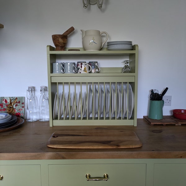 Plate Rack Wall Mounted Wooden Hand Made Will Fit 1 1