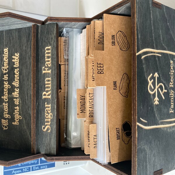 Wood Recipe Box With Dividers & 4x6 Recipe Cards With Cupcakes ...