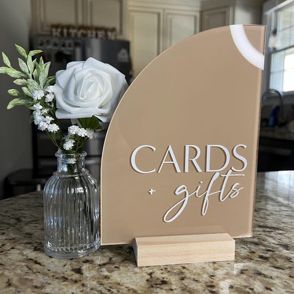 Cards and Gifts Acrylic Sign, Wedding Card Table Sign, Minimalist ...